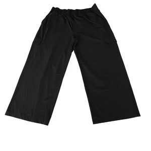 Women's Black Pull-On Sweatpants 3X Go-Dry Wide Leg